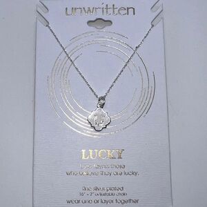 Unwritten White Enamel Lucky Horseshoe Pendant Necklace Silver Plate New